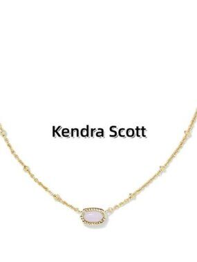 Mini Elisa Gold Satellite Short Pendant Necklace in Pink Opalite Crystal